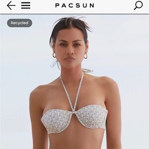 Pacsun Striped Floral Underwire Bralette Bikini Top